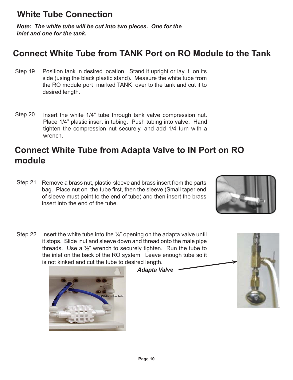 White tube connection | Watts Radiant WQC4 RO User Manual | Page 10 / 20