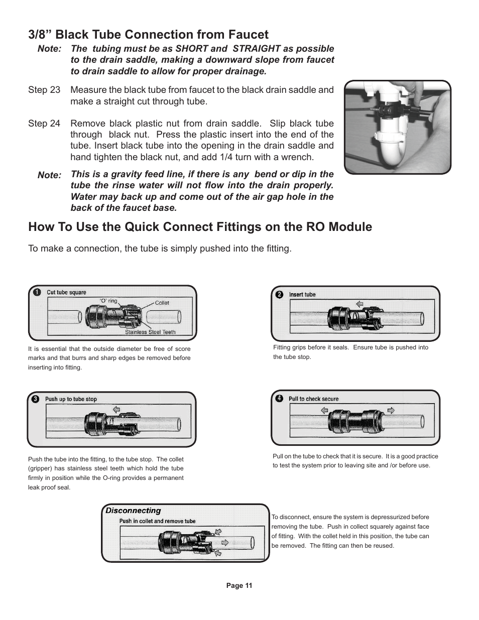 3/8” black tube connection from faucet | Watts Radiant WQC4 RO User Manual | Page 11 / 20