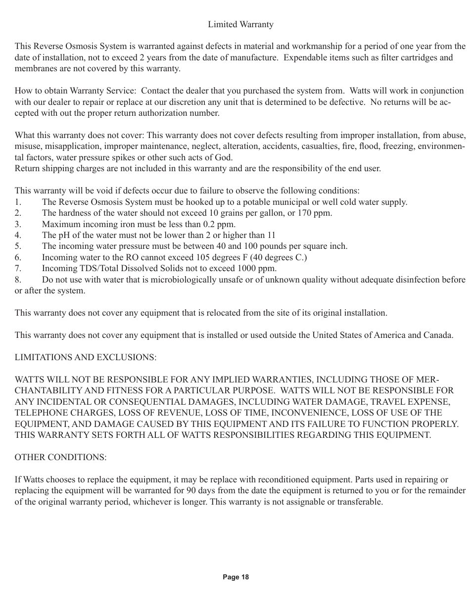 Watts Radiant WQC4 RO User Manual | Page 18 / 20