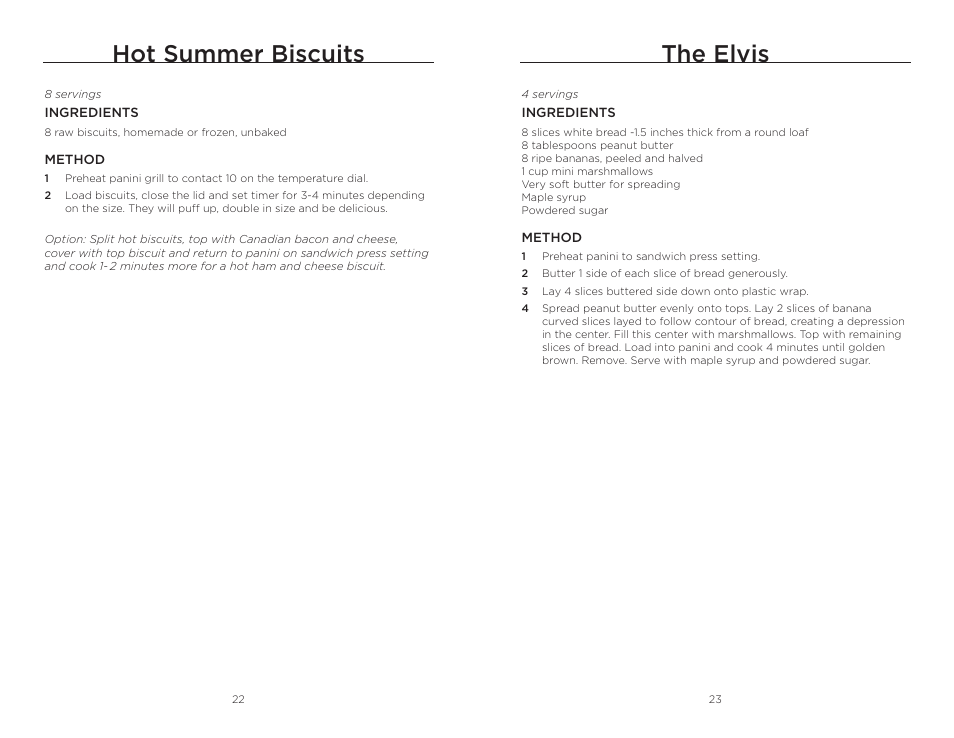 The elvis, Hot summer biscuits | Wolfgang Puck BISTRO BCGL0020 User Manual | Page 12 / 22