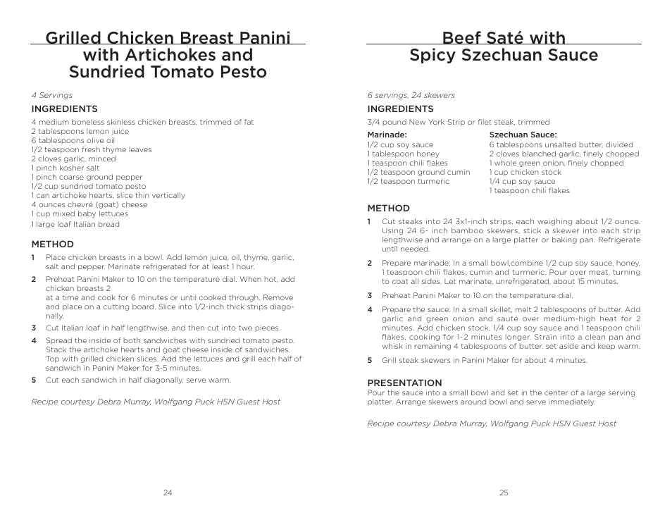 Beef saté with spicy szechuan sauce | Wolfgang Puck BISTRO BCGL0020 User Manual | Page 13 / 22