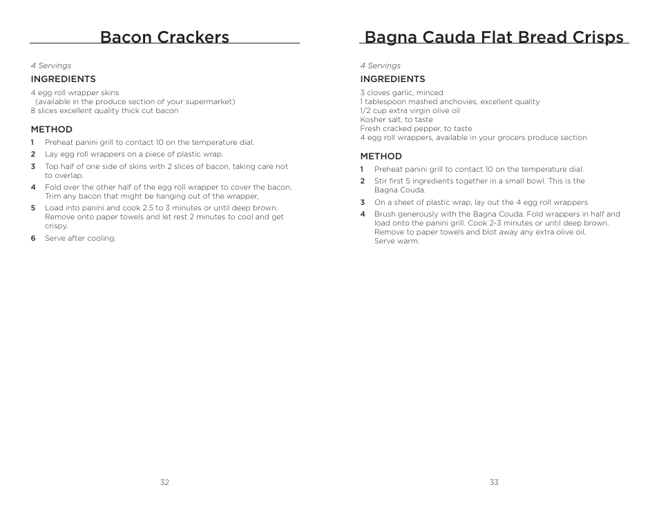 Bagna cauda flat bread crisps, Bacon crackers | Wolfgang Puck BISTRO BCGL0020 User Manual | Page 17 / 22