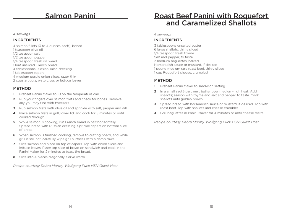 Salmon panini | Wolfgang Puck BISTRO BCGL0020 User Manual | Page 8 / 22