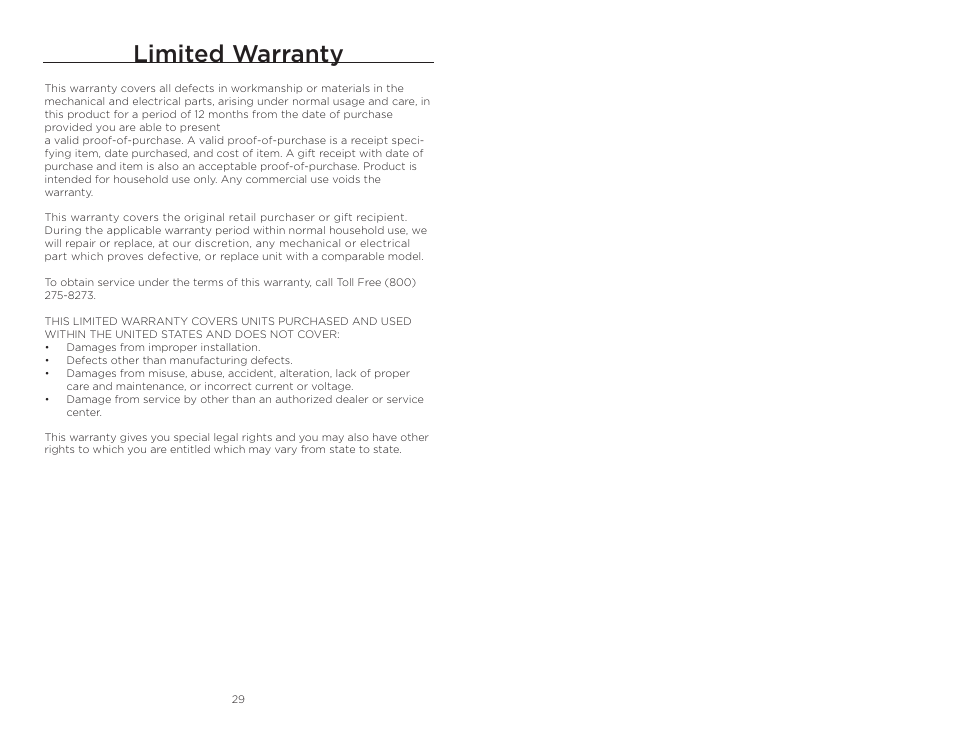 Limited warranty | Wolfgang Puck BCGL0030 User Manual | Page 16 / 16