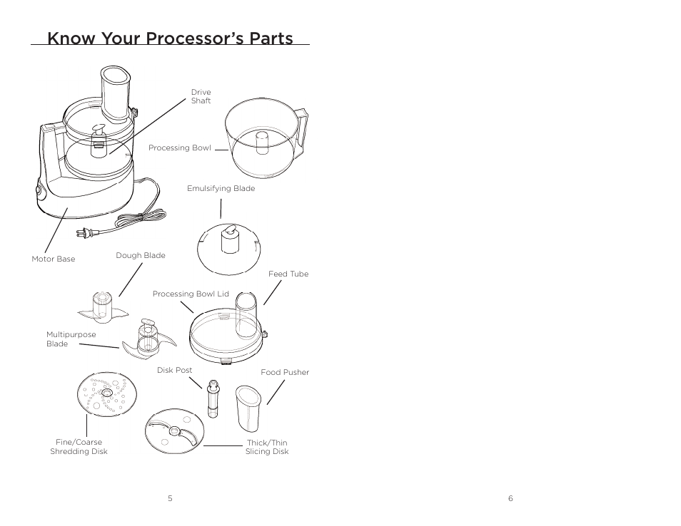 Know your processor’s parts | Wolfgang Puck BFPR0011 User Manual | Page 4 / 10