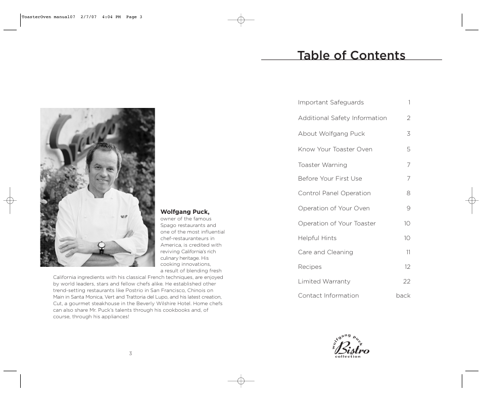 Wolfgang Puck DUAL BTOT0010 User Manual | Page 3 / 12