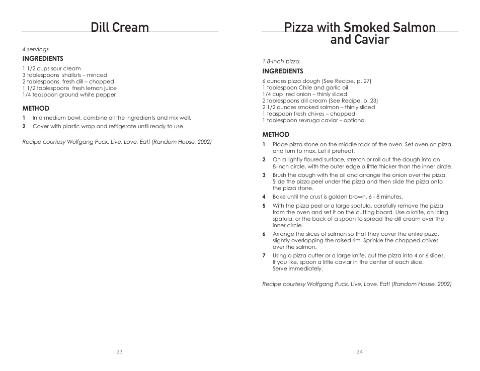 Pizza with smoked salmon and caviar, Dill cream | Wolfgang Puck BTOBR0010 User Manual | Page 13 / 22