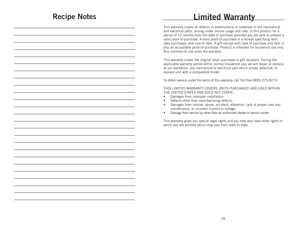 Limited warranty | Wolfgang Puck BIBC1025 User Manual | Page 14 / 14