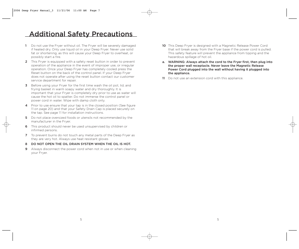 Additional safety precautions | Wolfgang Puck BDFR0040 User Manual | Page 4 / 22