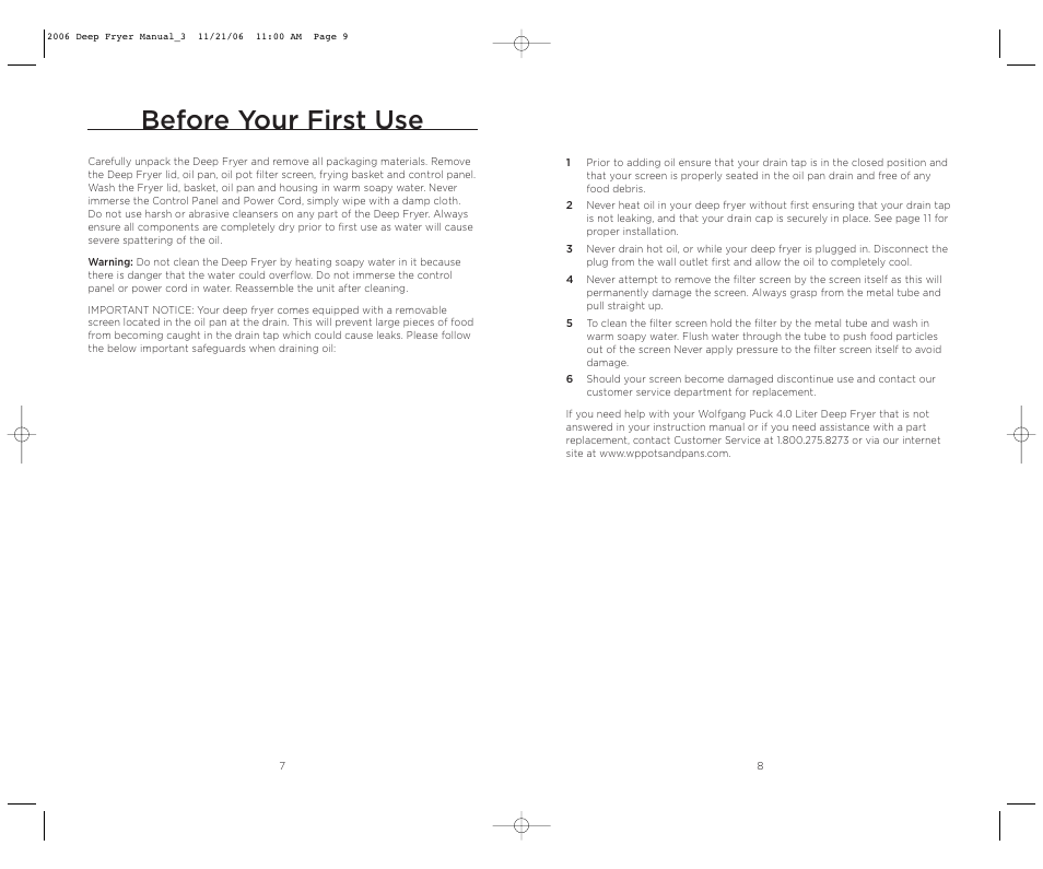 Before your first use | Wolfgang Puck BDFR0040 User Manual | Page 5 / 22