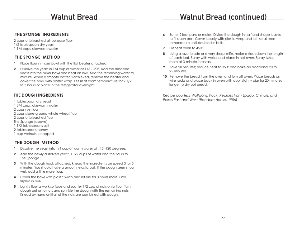 Walnut bread, Walnut bread (continued) | Wolfgang Puck BMSD0015 User Manual | Page 12 / 18