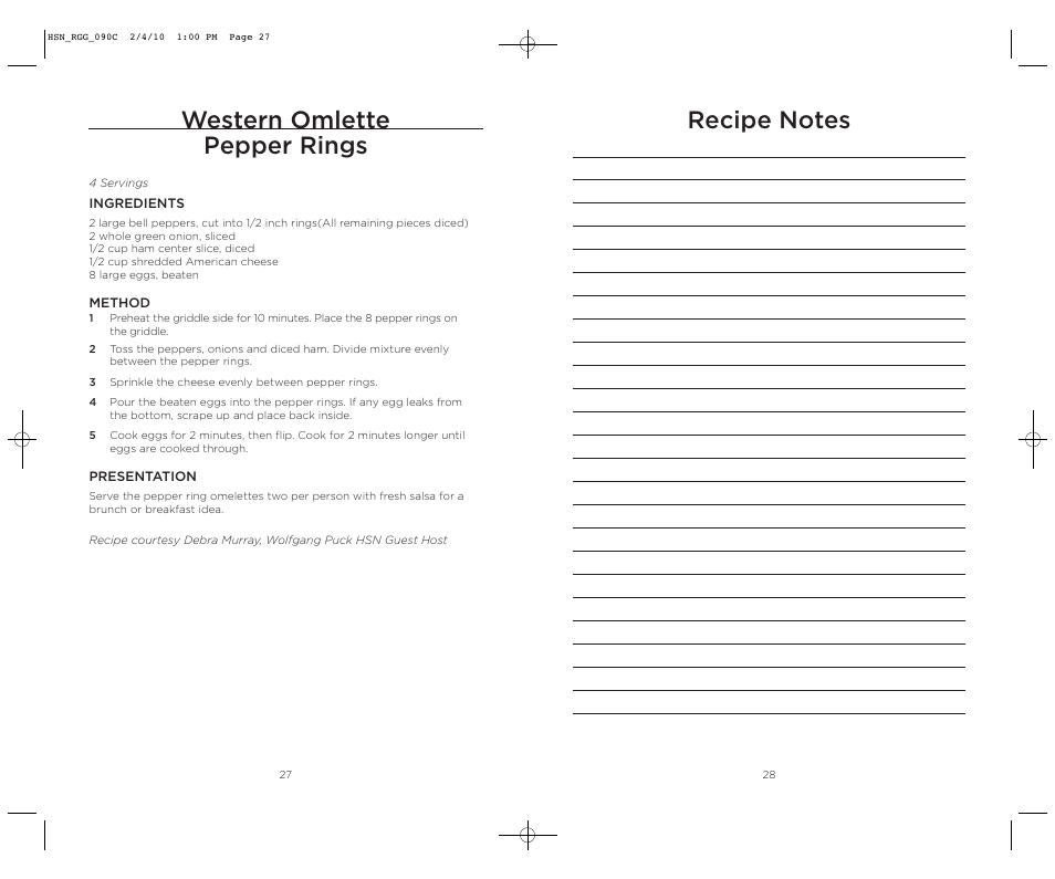 Western omlette pepper rings | Wolfgang Puck BRGG0090 User Manual | Page 15 / 16