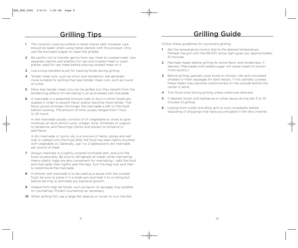 Grilling tips, Grilling guide | Wolfgang Puck BRGG0090 User Manual | Page 6 / 16