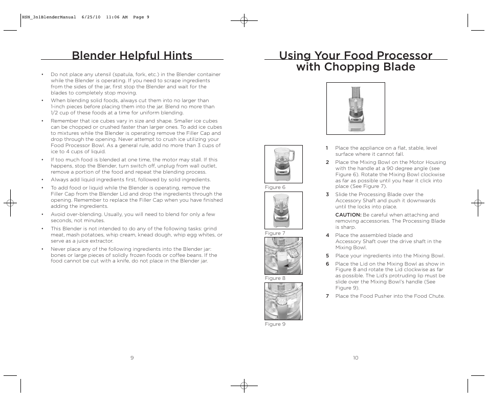 Blender helpful hints, Using your food processor with chopping blade | Wolfgang Puck BBLFP050 User Manual | Page 6 / 22