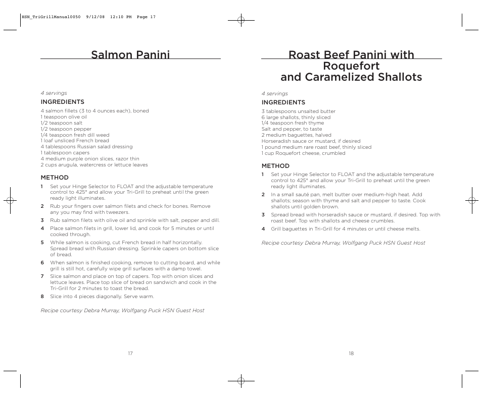 Salmon panini | Wolfgang Puck TRI-GRILL BCGL0050 User Manual | Page 10 / 20