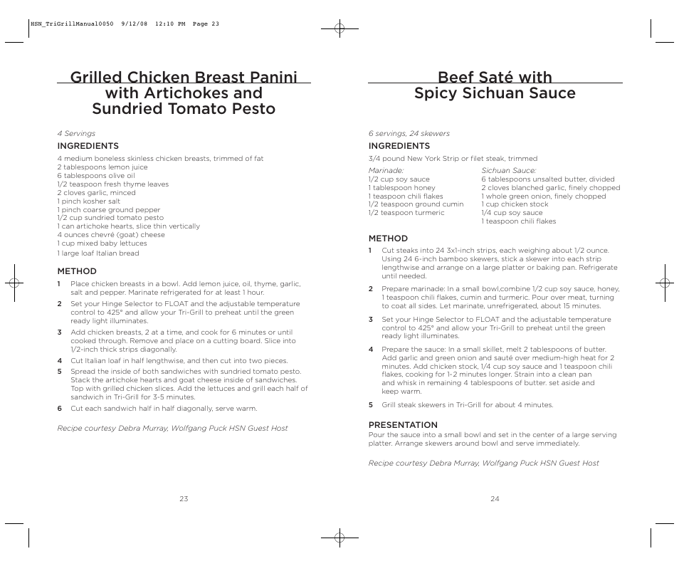 Beef saté with spicy sichuan sauce | Wolfgang Puck TRI-GRILL BCGL0050 User Manual | Page 13 / 20