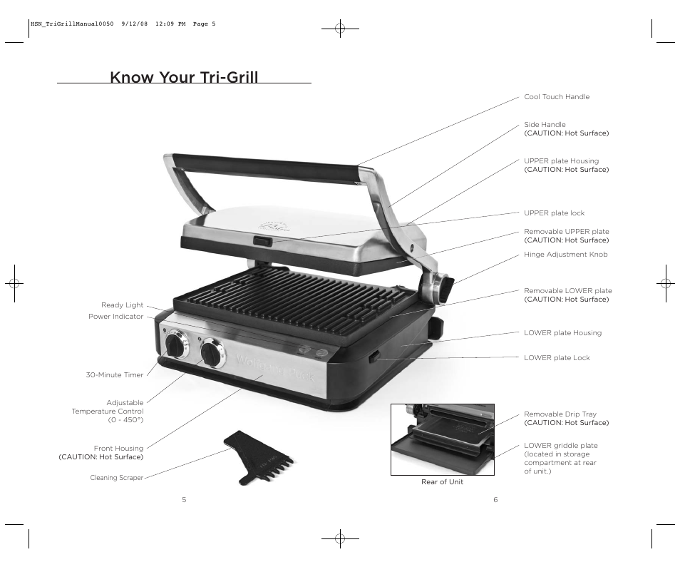 Know your tri-grill | Wolfgang Puck TRI-GRILL BCGL0050 User Manual | Page 4 / 20