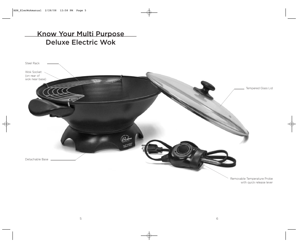 Know your multi purpose deluxe electric wok | Wolfgang Puck BISTRO BEWK0030 User Manual | Page 4 / 14