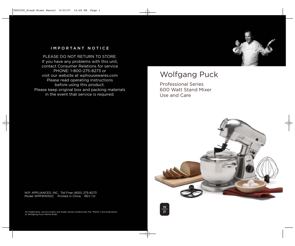 Wolfgang Puck WPPSM050C User Manual | 22 pages