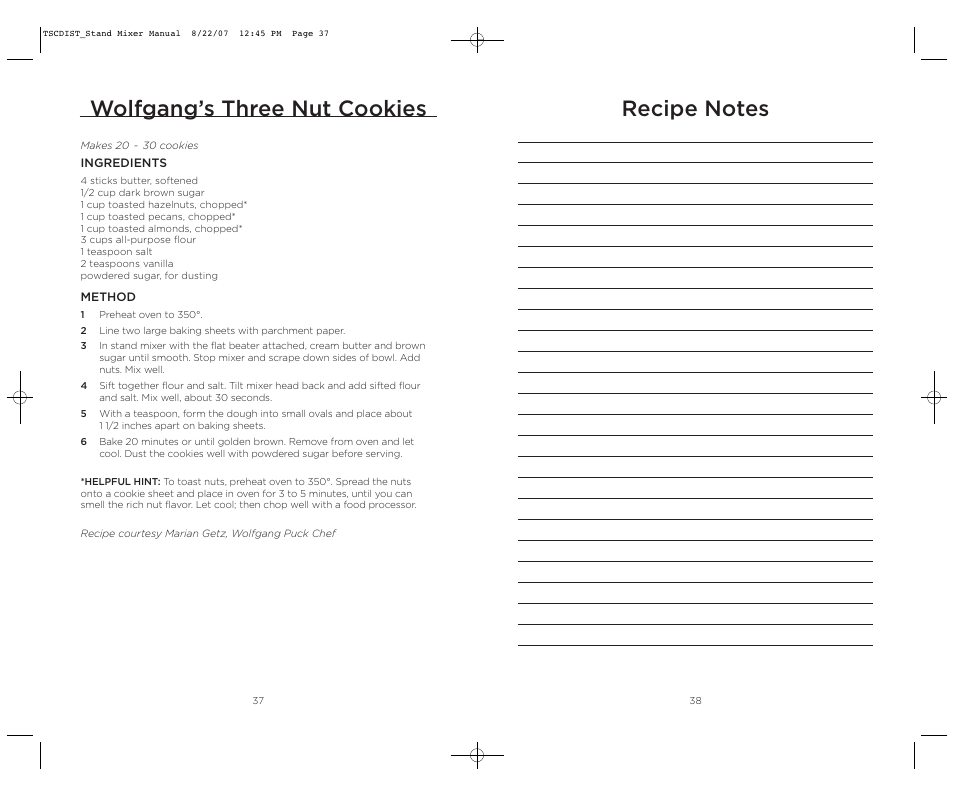 Wolfgang’s three nut cookies | Wolfgang Puck WPPSM050C User Manual | Page 20 / 22