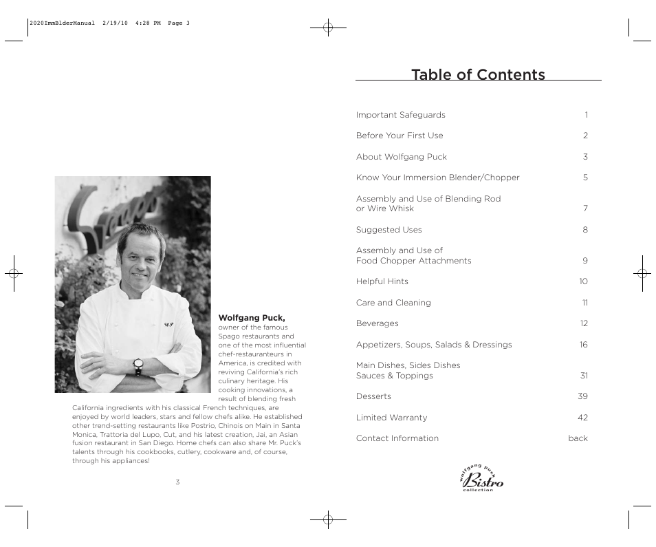 Wolfgang Puck BIBC2020 User Manual | Page 3 / 24