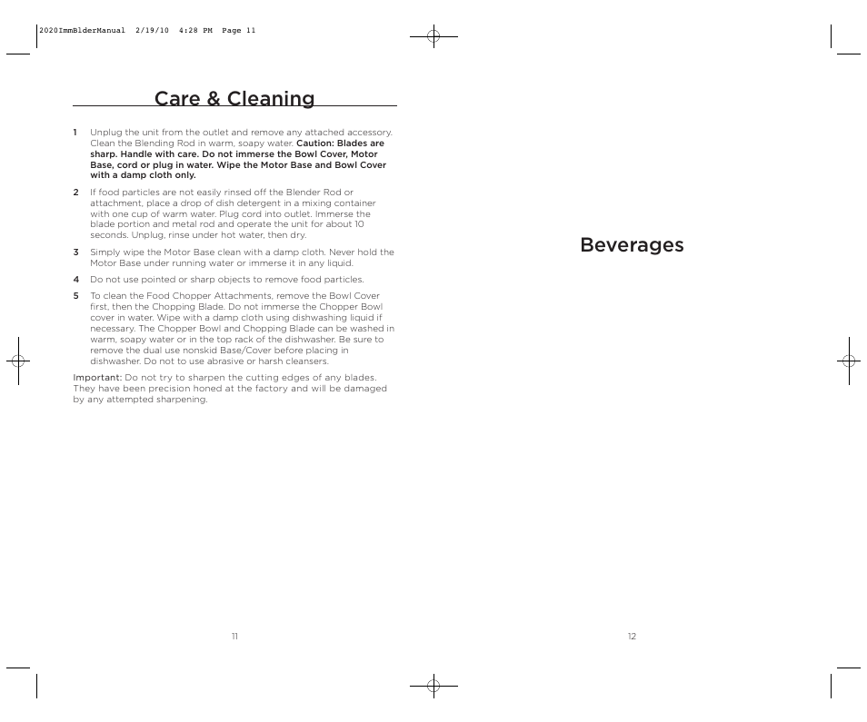 Beverages care & cleaning | Wolfgang Puck BIBC2020 User Manual | Page 7 / 24