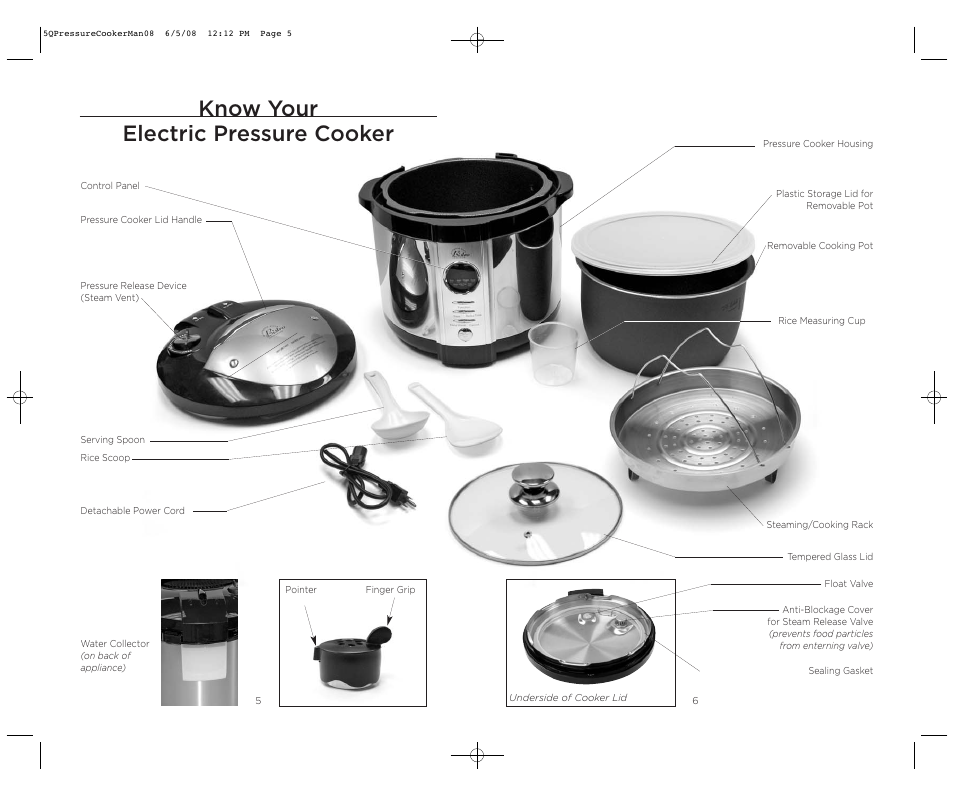 Know your electric pressure cooker | Wolfgang Puck BPCR0005 User Manual | Page 4 / 32