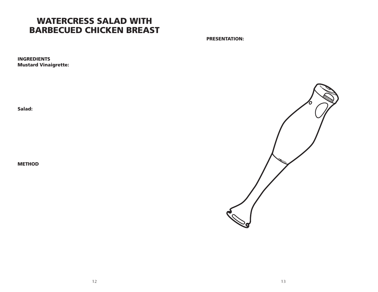 Watercress salad with barbecued chicken breast | Wolfgang Puck IBC1000 User Manual | Page 7 / 12