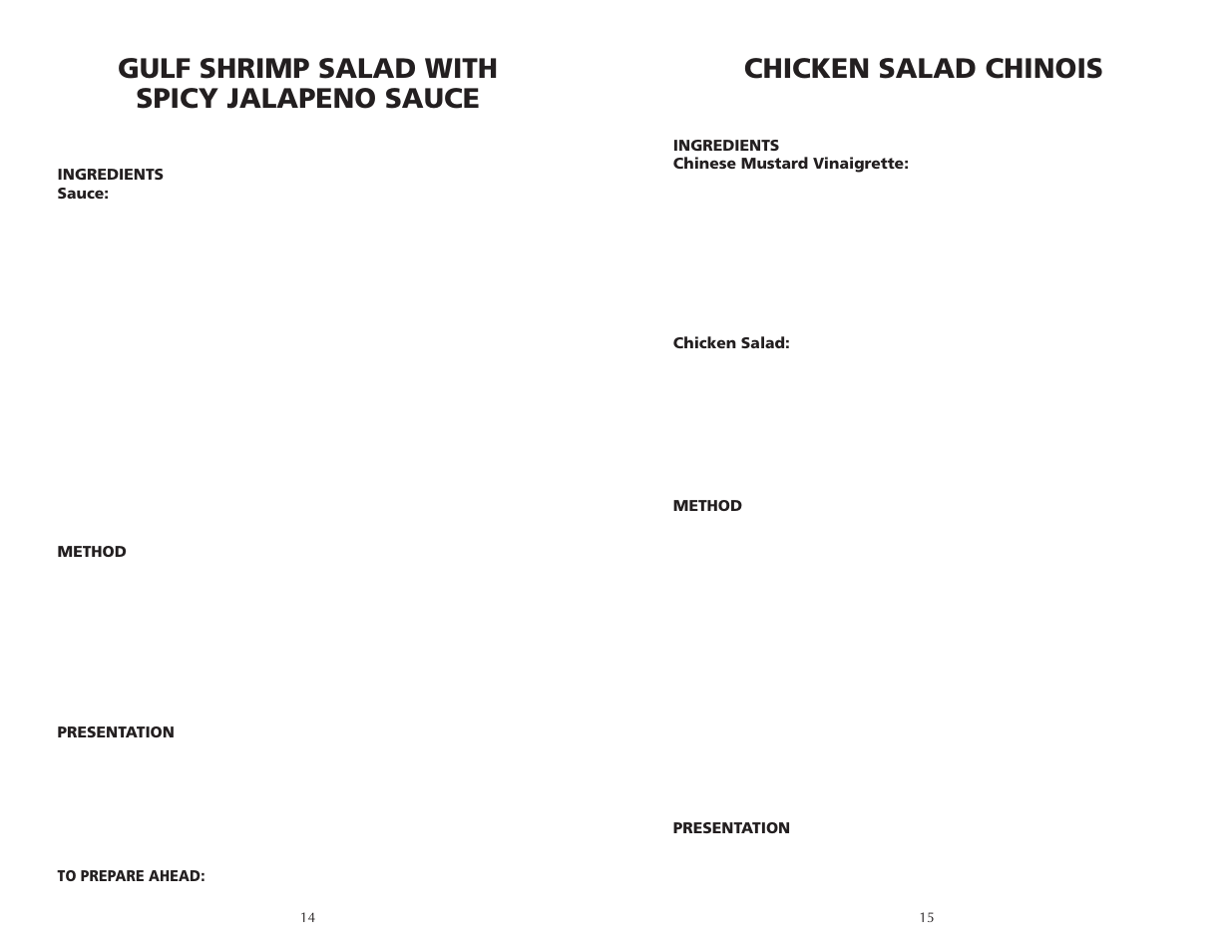 Chicken salad chinois, Gulf shrimp salad with spicy jalapeno sauce | Wolfgang Puck IBC1000 User Manual | Page 8 / 12