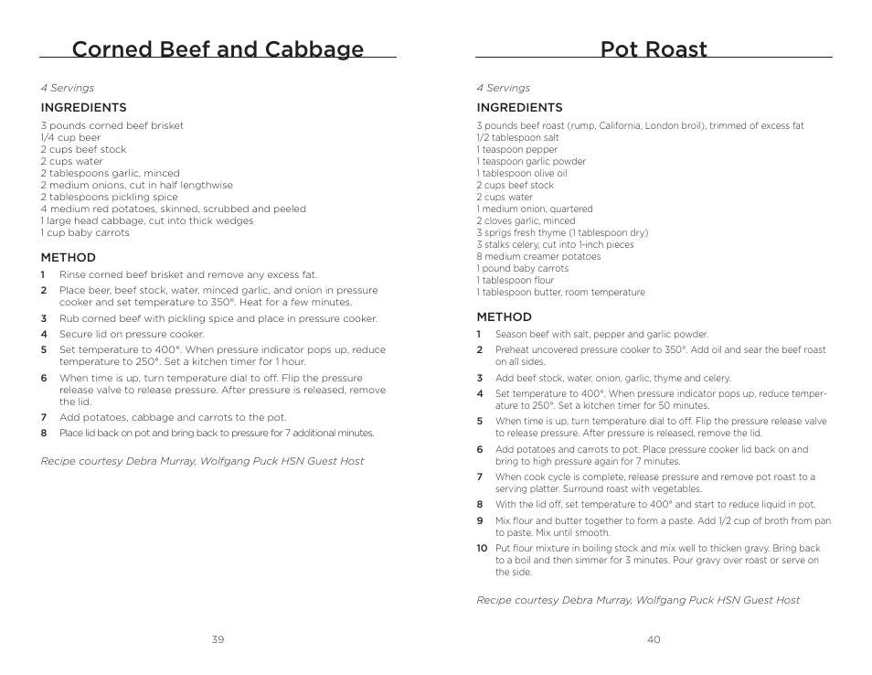 Pot roast, Corned beef and cabbage | Wolfgang Puck BPCR0010 User Manual | Page 21 / 24