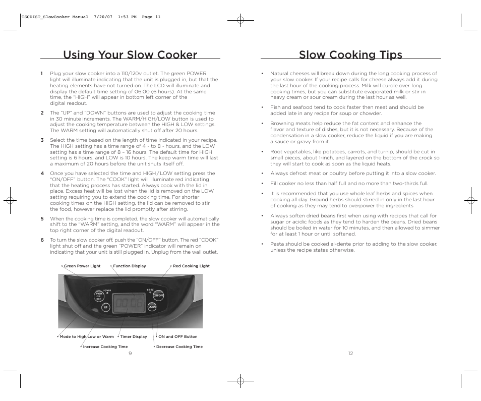 Slow cooking tips, Using your slow cooker | Wolfgang Puck WPSC0017C User Manual | Page 6 / 11