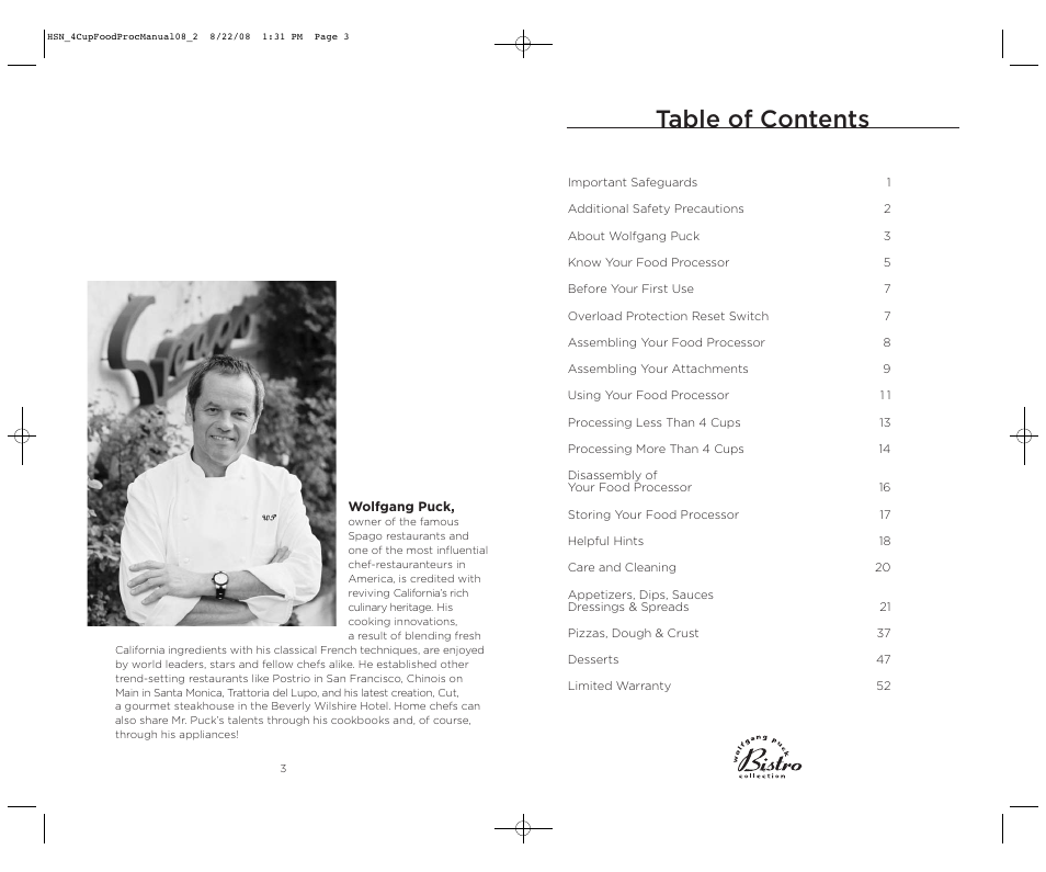 Wolfgang Puck BFPR0040 User Manual | Page 3 / 27