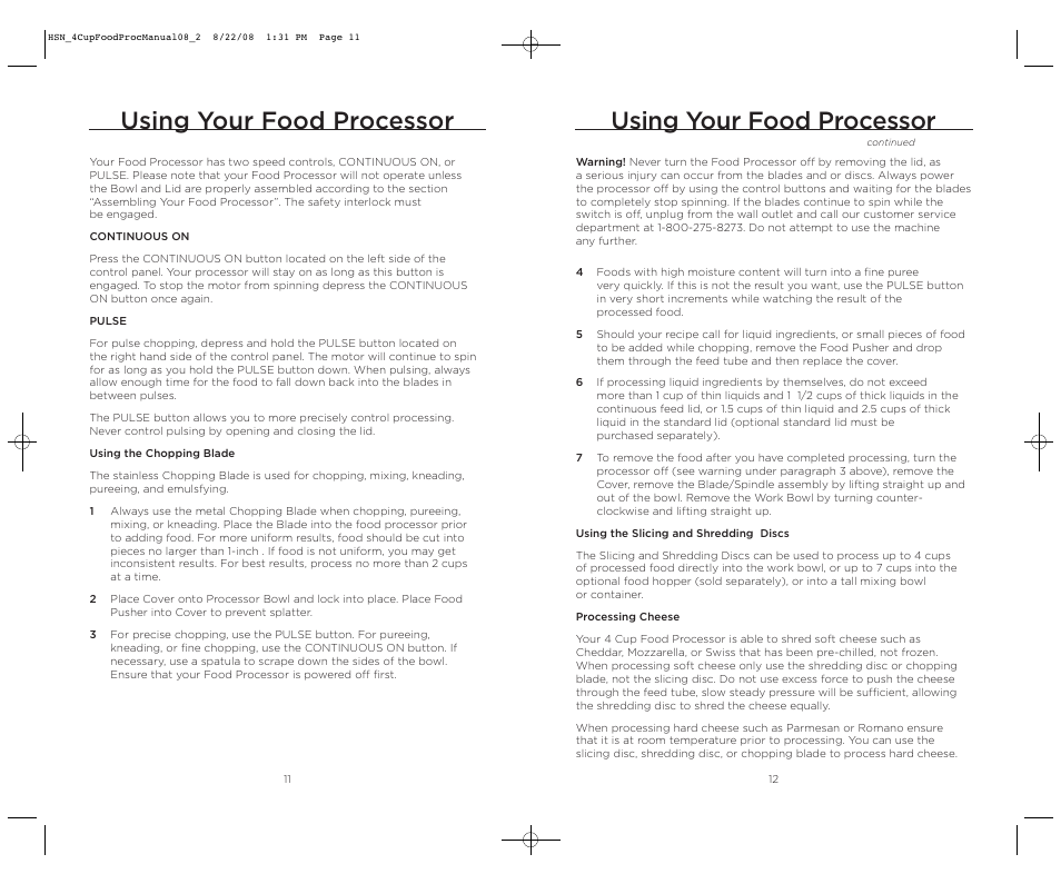 Using your food processor | Wolfgang Puck BFPR0040 User Manual | Page 7 / 27