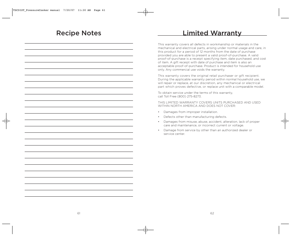 Limited warranty | Wolfgang Puck WPPCR005C User Manual | Page 32 / 32