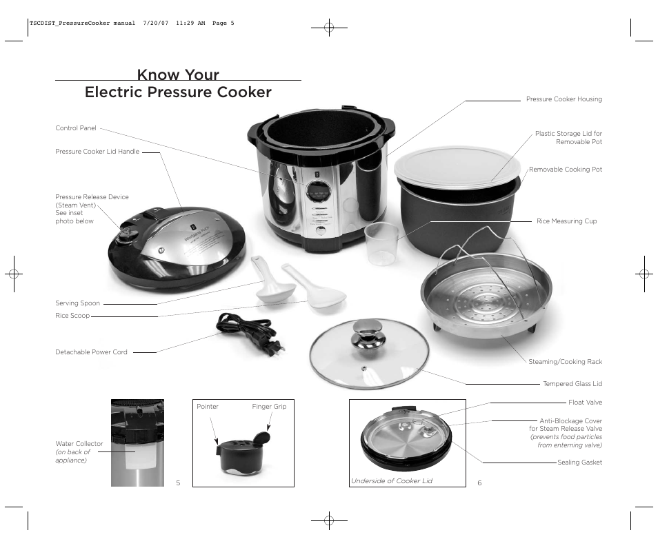 Know your electric pressure cooker | Wolfgang Puck WPPCR005C User Manual | Page 4 / 32