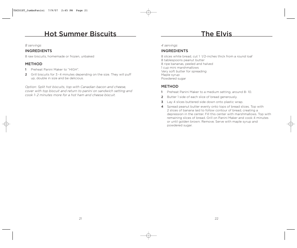 Hot summer biscuits, The elvis | Wolfgang Puck WPJP0020C User Manual | Page 12 / 22