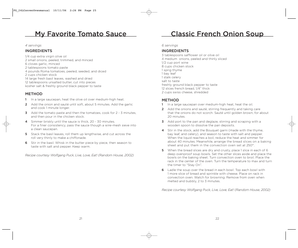 Classic french onion soup, My favorite tomato sauce | Wolfgang Puck WPSSCO24 User Manual | Page 13 / 22