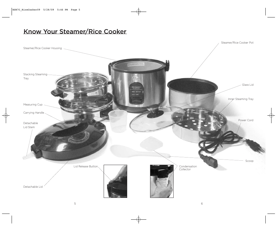 Know your steamer/rice cooker | Wolfgang Puck BDRCRS007 User Manual | Page 4 / 38