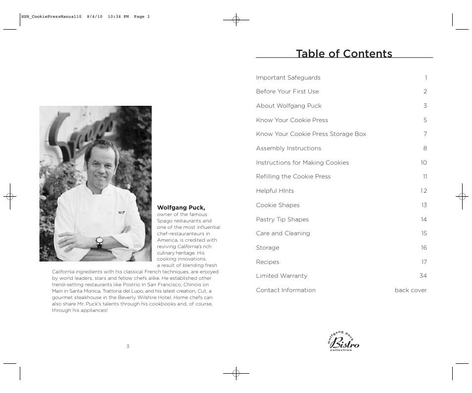Wolfgang Puck BECP0030 User Manual | Page 3 / 18