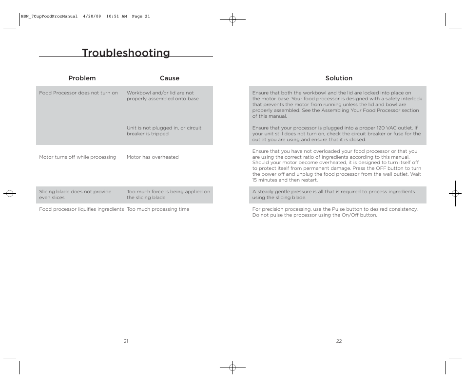 Troubleshooting | Wolfgang Puck BFPR0007 User Manual | Page 12 / 46