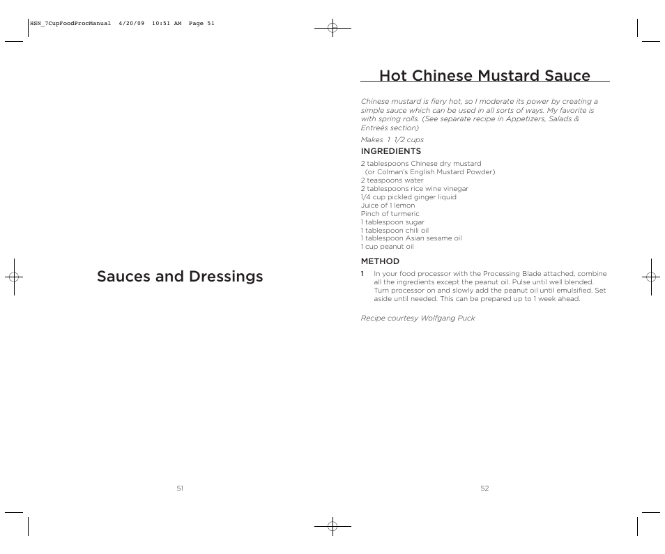 Hot chinese mustard sauce, Sauces and dressings | Wolfgang Puck BFPR0007 User Manual | Page 27 / 46