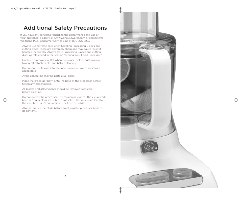 Additional safety precautions | Wolfgang Puck BFPR0007 User Manual | Page 3 / 46