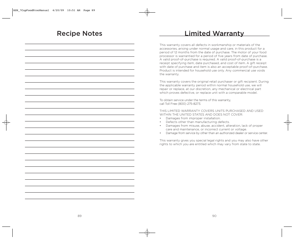 Limited warranty | Wolfgang Puck BFPR0007 User Manual | Page 46 / 46