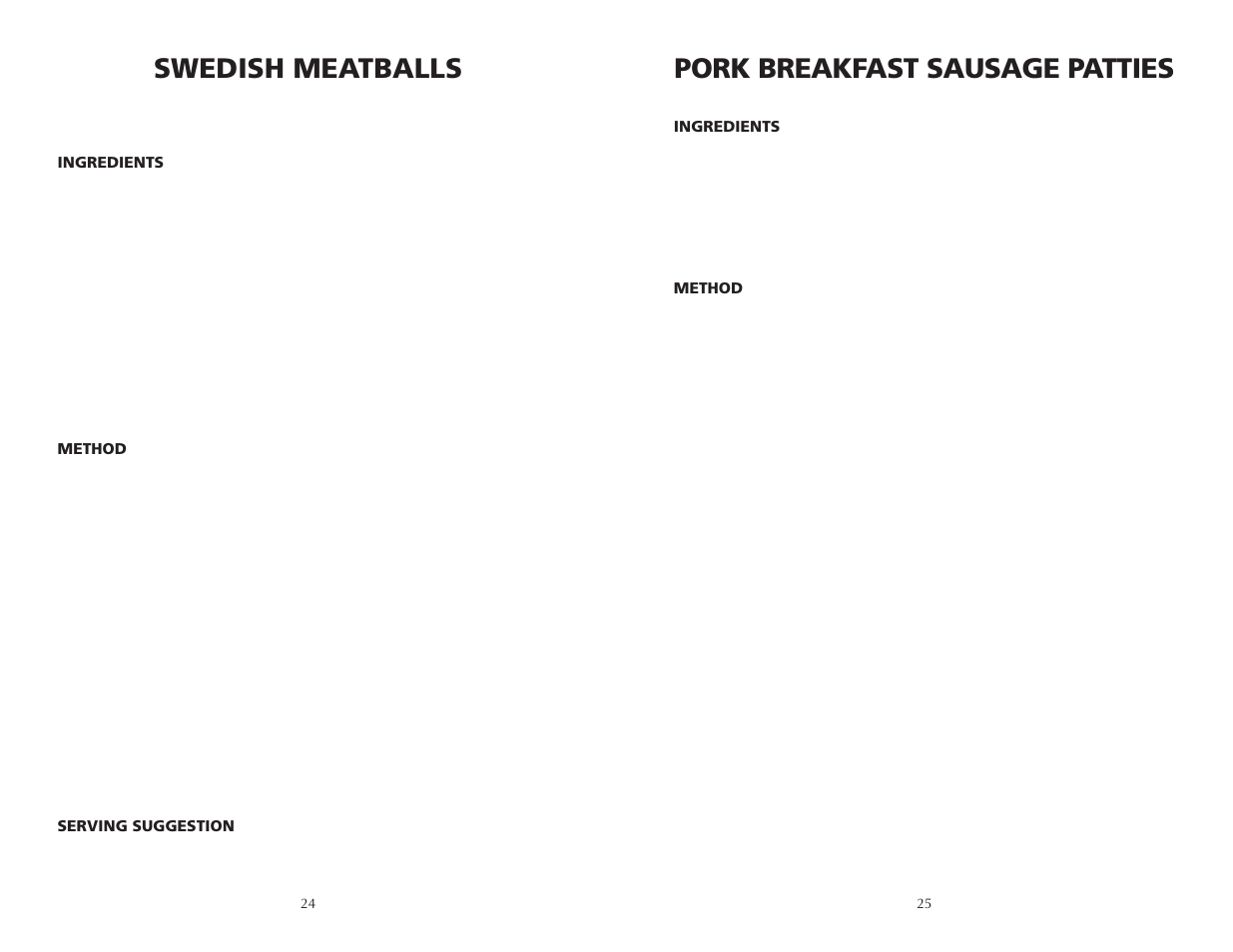 Pork breakfast sausage patties, Swedish meatballs | Wolfgang Puck BISTRO BMSD0010 User Manual | Page 13 / 14