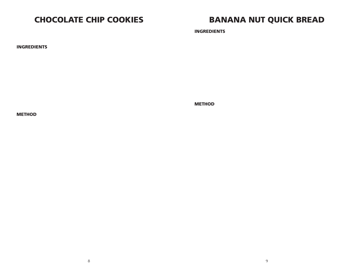 Banana nut quick bread, Chocolate chip cookies | Wolfgang Puck BISTRO BMSD0010 User Manual | Page 5 / 14