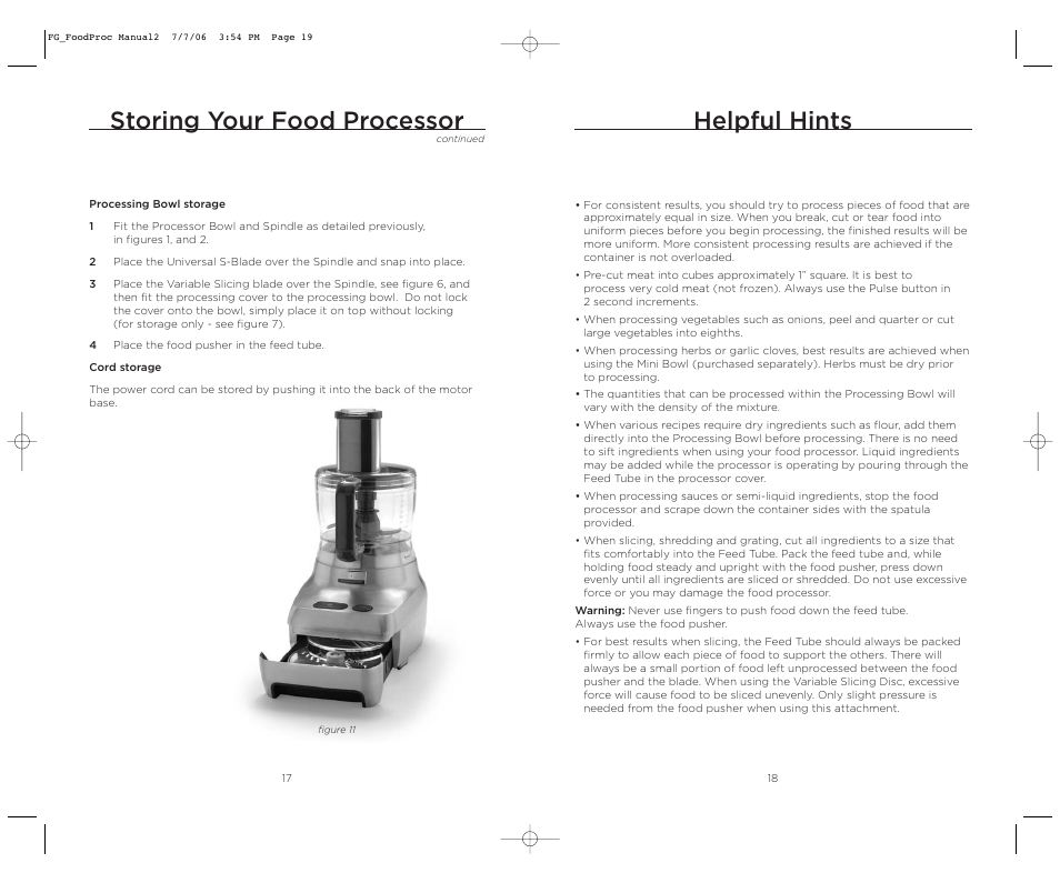 Helpful hints, Storing your food processor | Wolfgang Puck WPMFP15 User Manual | Page 10 / 46