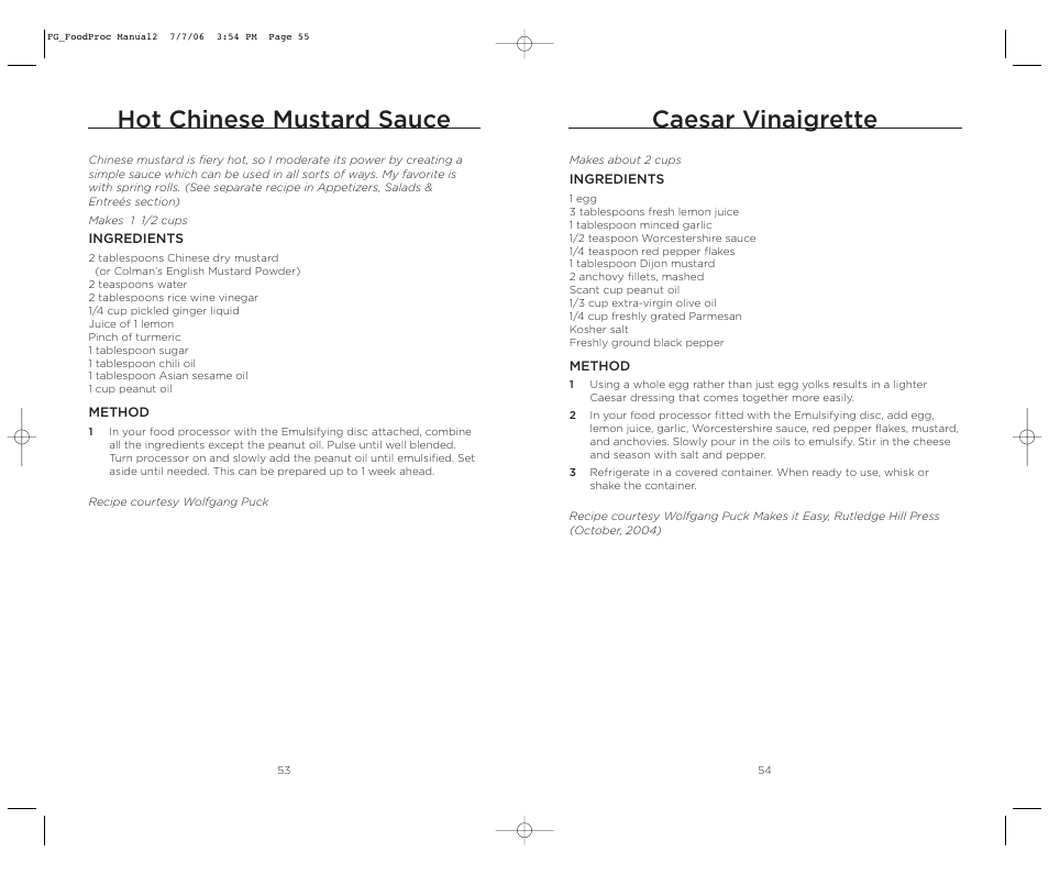 Caesar vinaigrette, Hot chinese mustard sauce | Wolfgang Puck WPMFP15 User Manual | Page 28 / 46