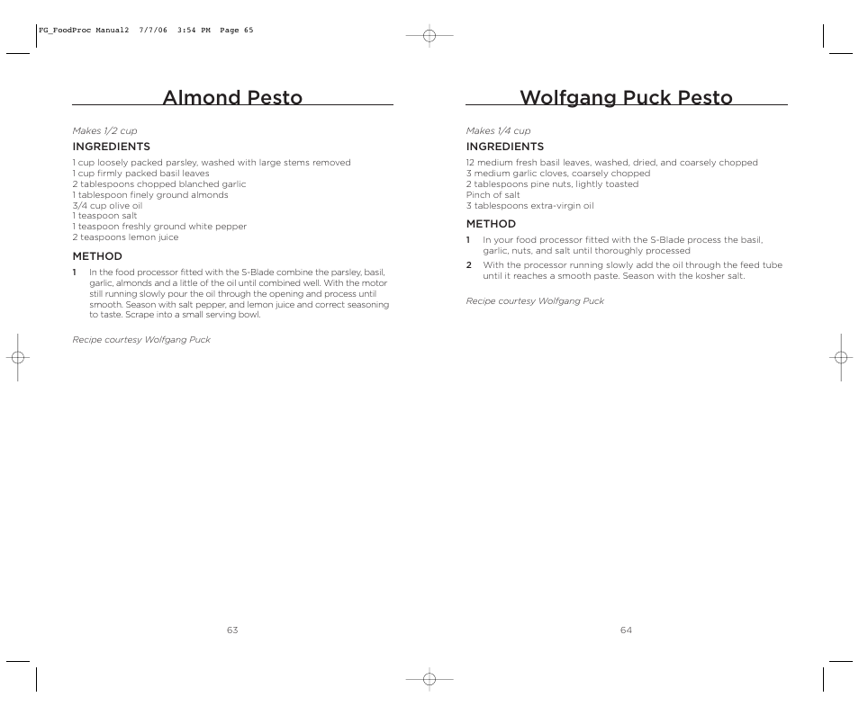 Almond pesto, Wolfgang puck pesto | Wolfgang Puck WPMFP15 User Manual | Page 33 / 46
