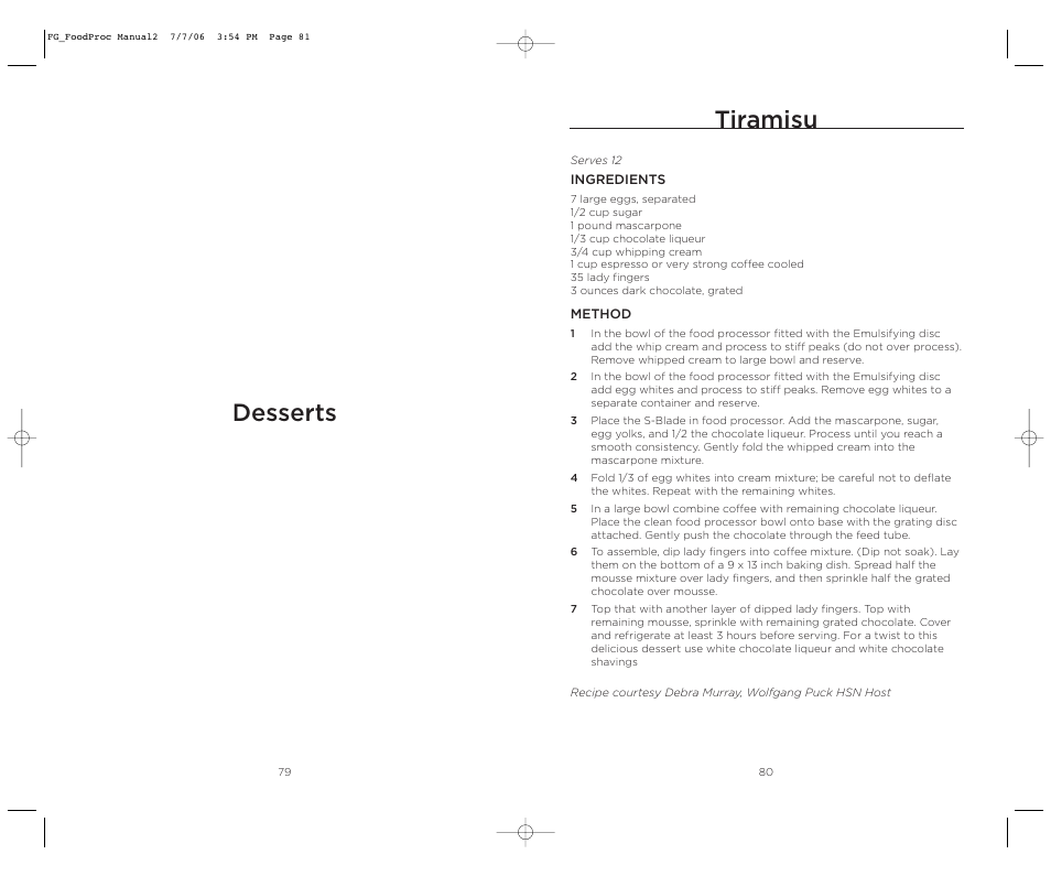 Tiramisu, Desserts | Wolfgang Puck WPMFP15 User Manual | Page 41 / 46