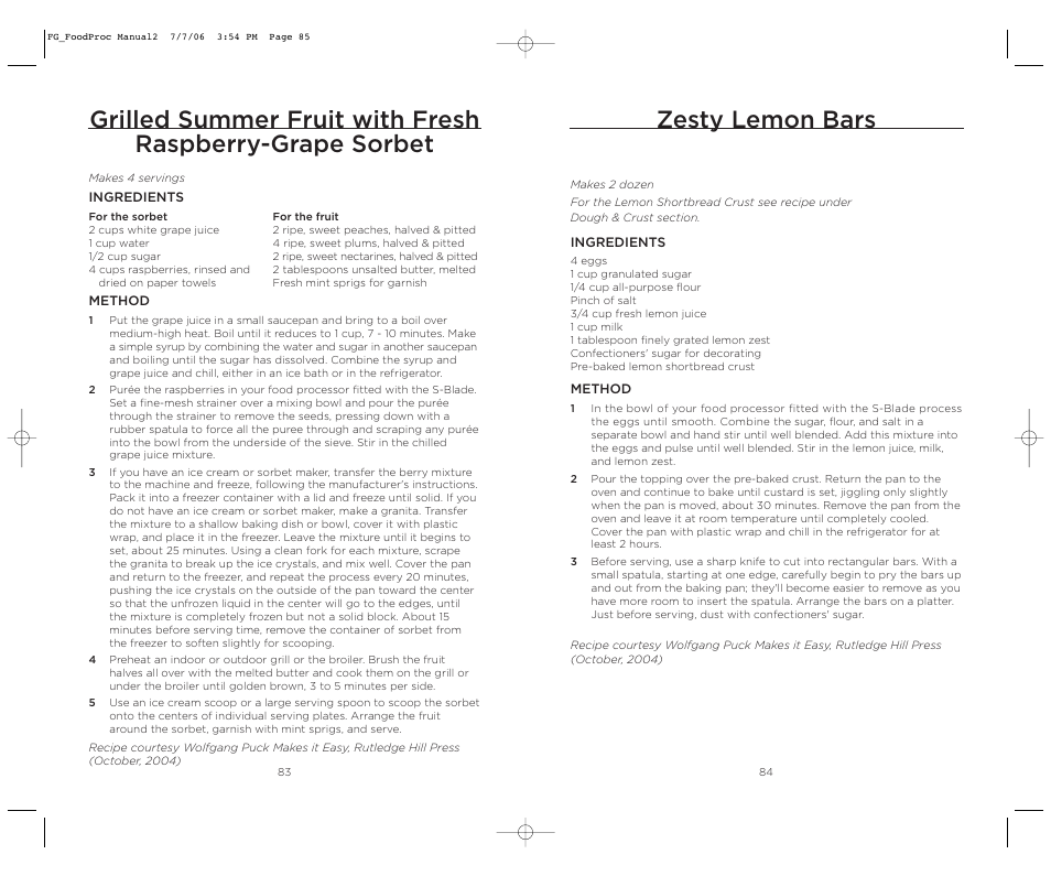 Zesty lemon bars | Wolfgang Puck WPMFP15 User Manual | Page 43 / 46